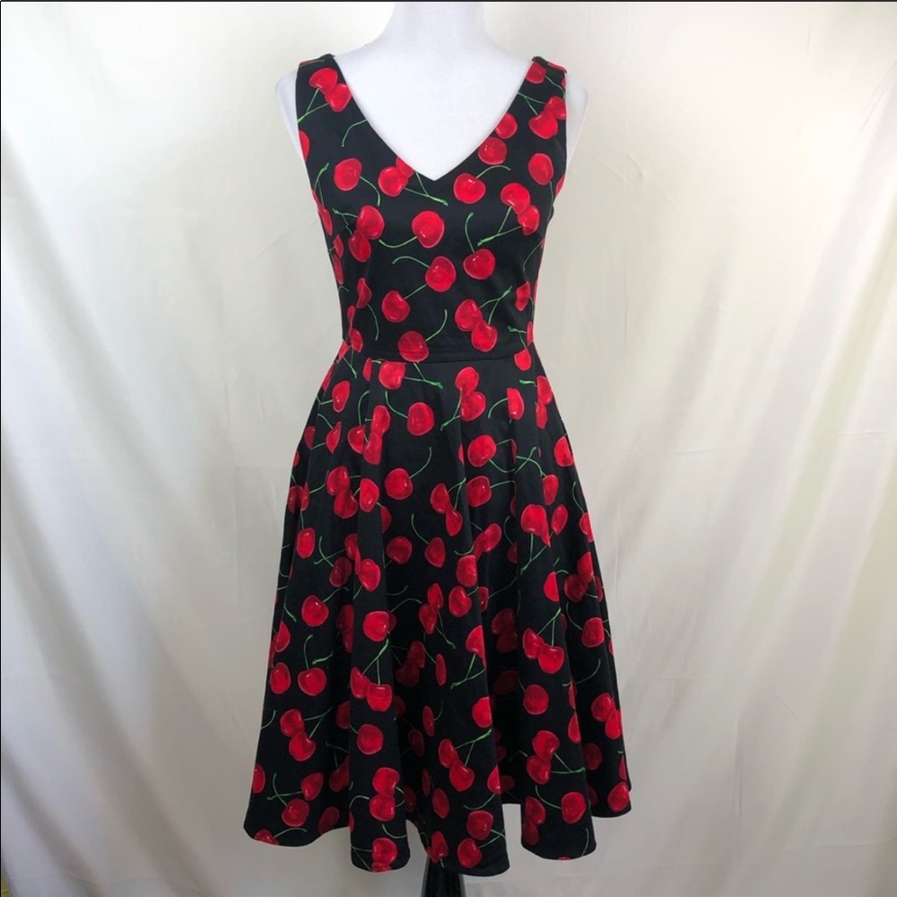 Black cherry retro vintage style midi dress